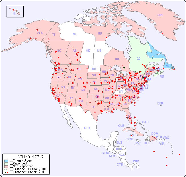 __North American Reception Map for VO1NA-477.7