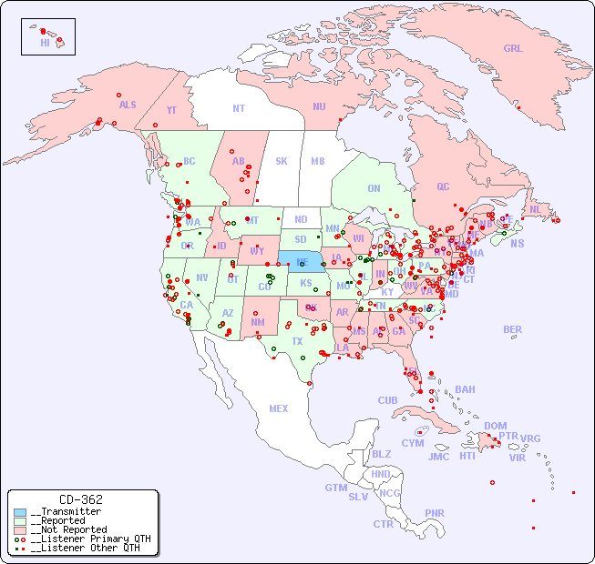 __North American Reception Map for CD-362