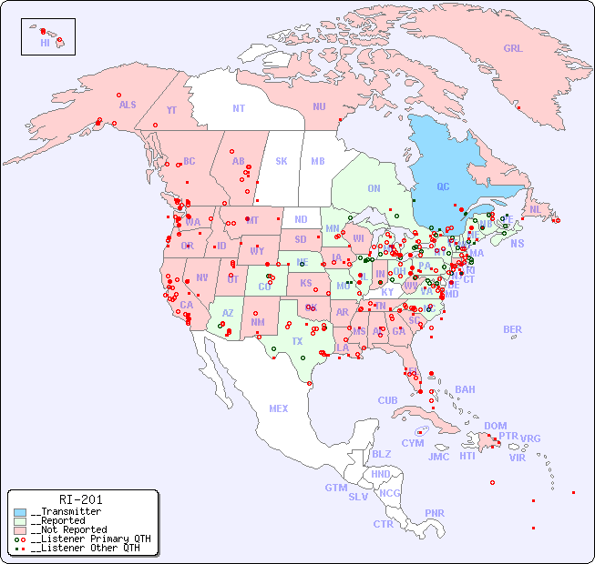 __North American Reception Map for RI-201