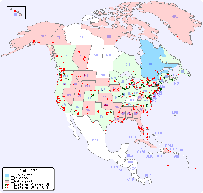 __North American Reception Map for YXK-373