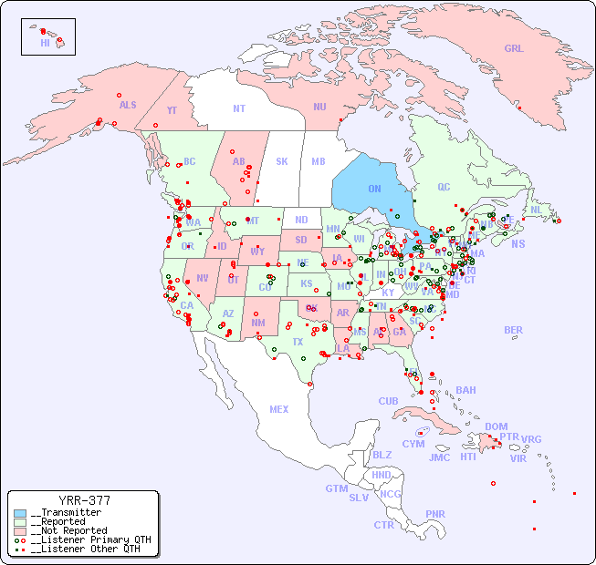 __North American Reception Map for YRR-377