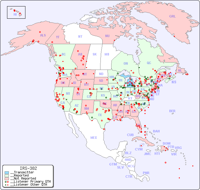 __North American Reception Map for IRS-382
