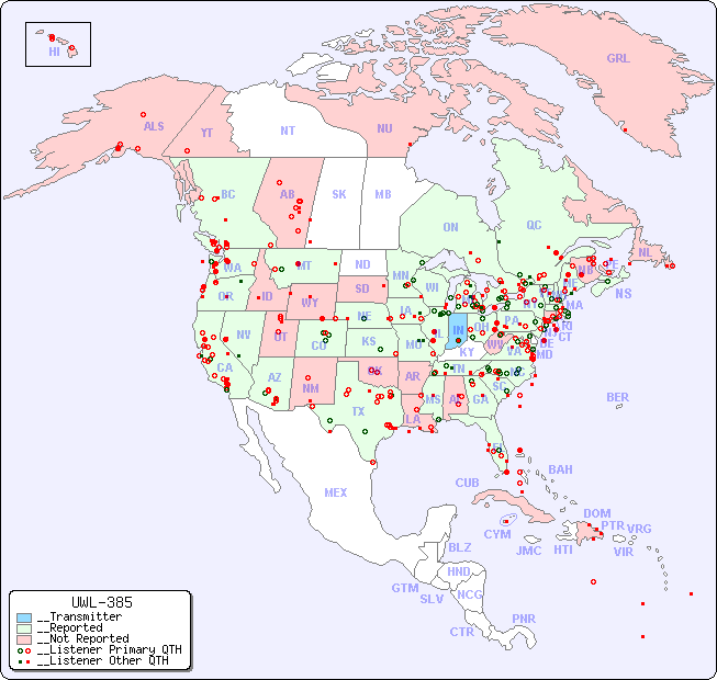 __North American Reception Map for UWL-385