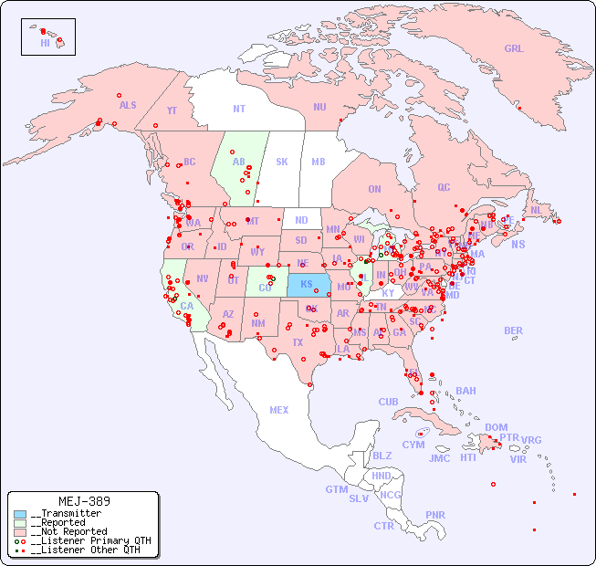 __North American Reception Map for MEJ-389