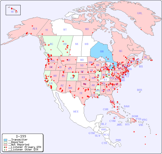 __North American Reception Map for D-399