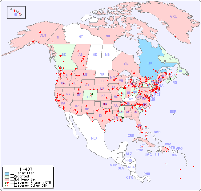 __North American Reception Map for H-407