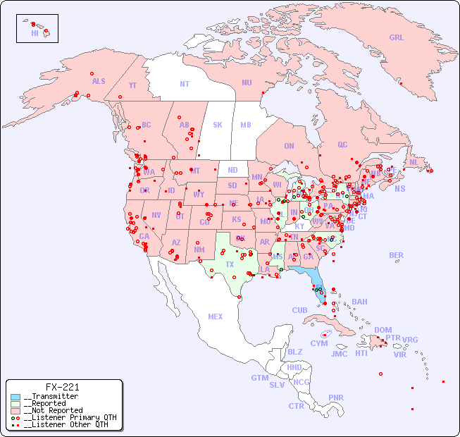 __North American Reception Map for FX-221