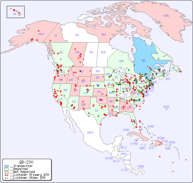 __North American Reception Map for QB-230