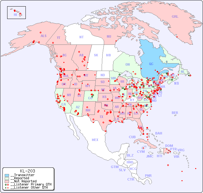 __North American Reception Map for KL-203