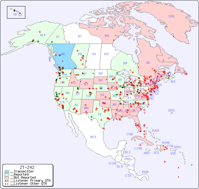 __North American Reception Map for ZT-242