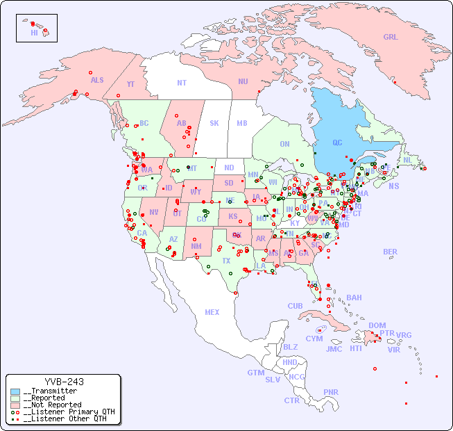__North American Reception Map for YVB-243