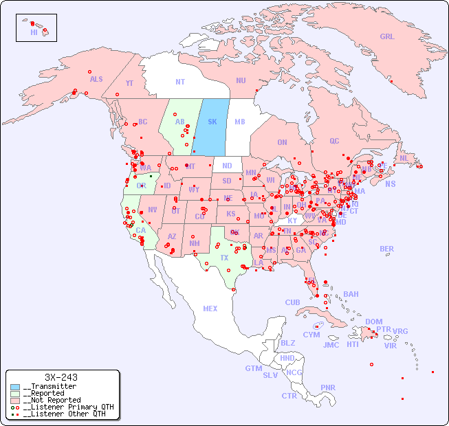 __North American Reception Map for 3X-243