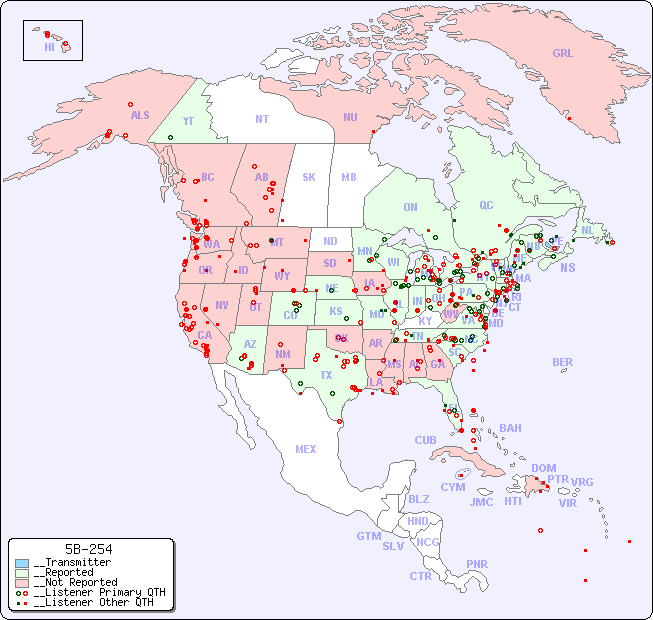 __North American Reception Map for 5B-254