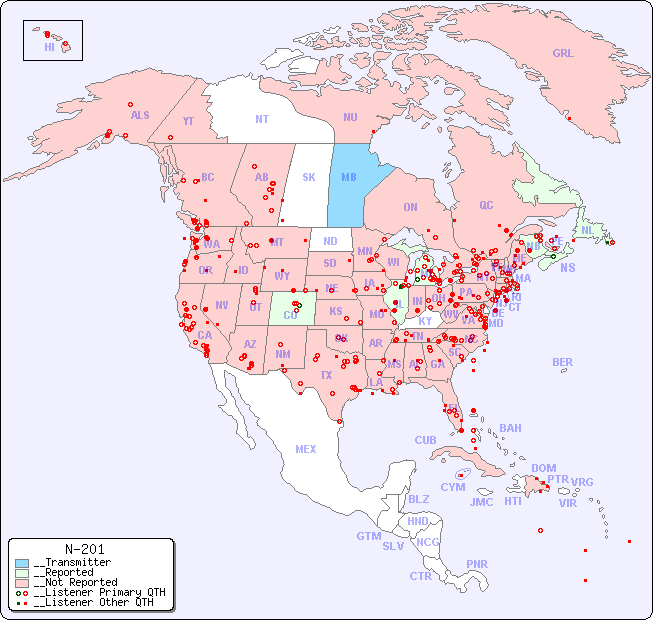 __North American Reception Map for N-201