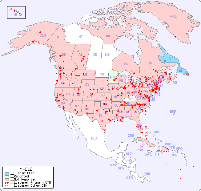 __North American Reception Map for Y-212