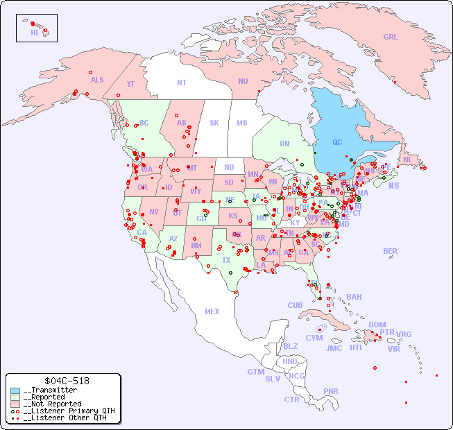 __North American Reception Map for $04C-518