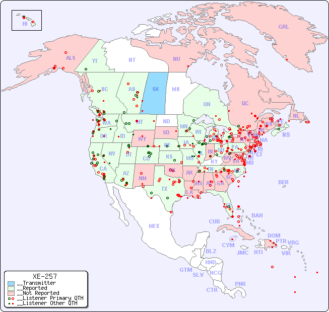 __North American Reception Map for XE-257