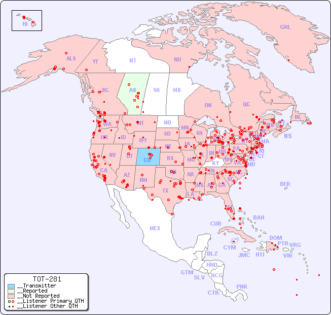 __North American Reception Map for TOT-281
