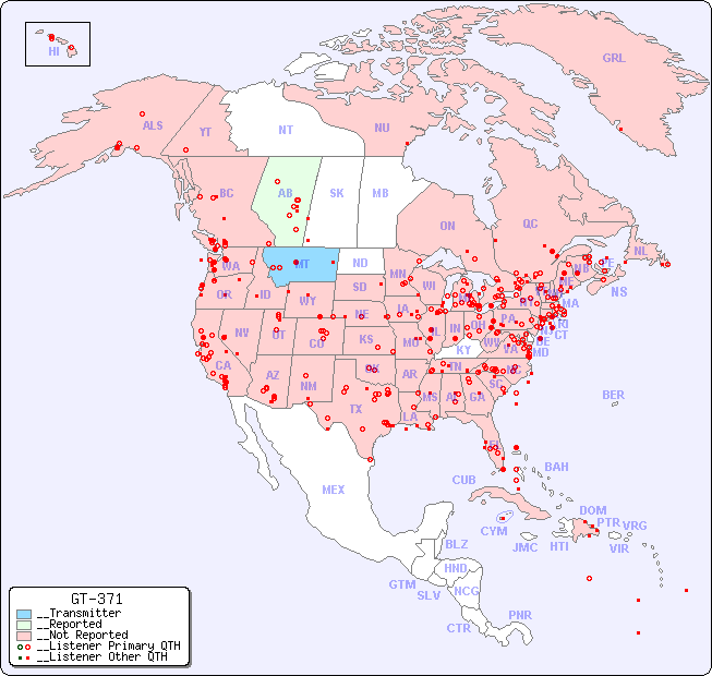 __North American Reception Map for GT-371