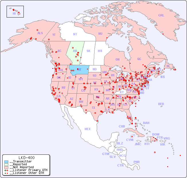 __North American Reception Map for LKO-400