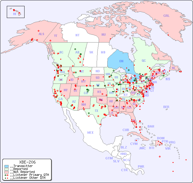 __North American Reception Map for XBE-206