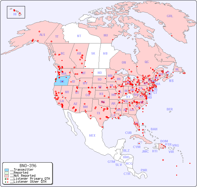 __North American Reception Map for BNO-396