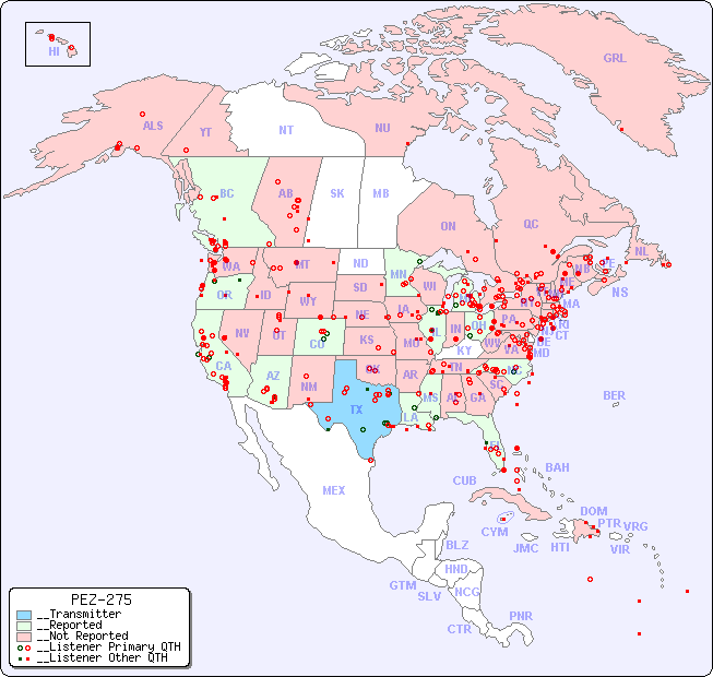 __North American Reception Map for PEZ-275