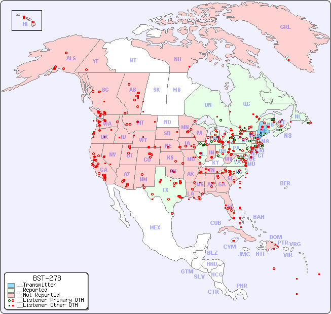 __North American Reception Map for BST-278