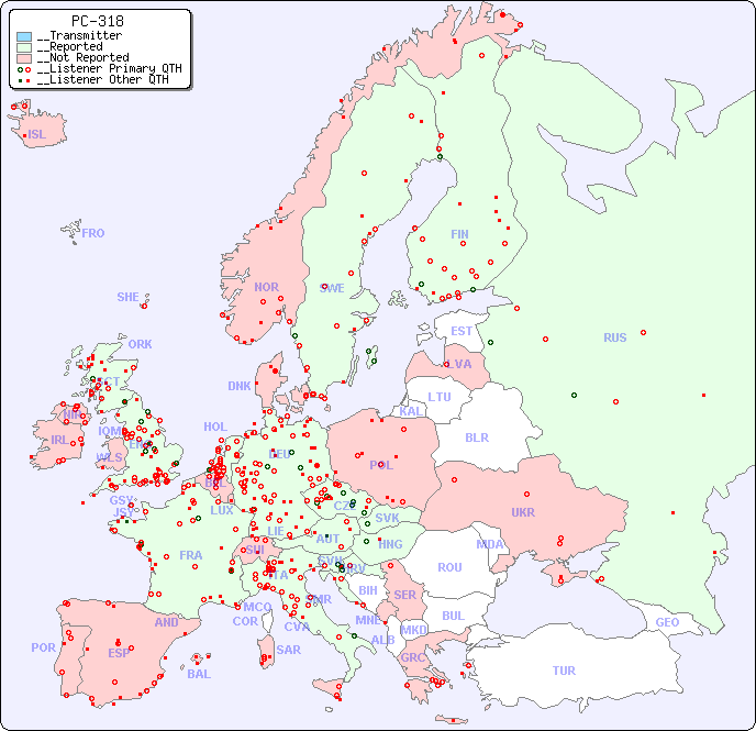 __European Reception Map for PC-318