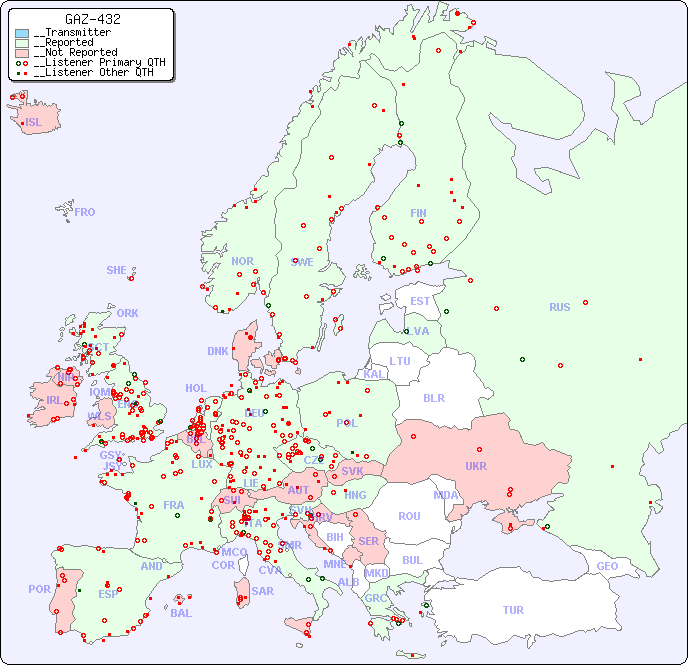 __European Reception Map for GAZ-432