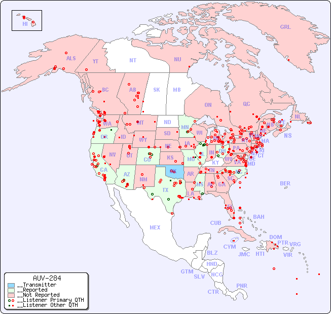 __North American Reception Map for AUV-284