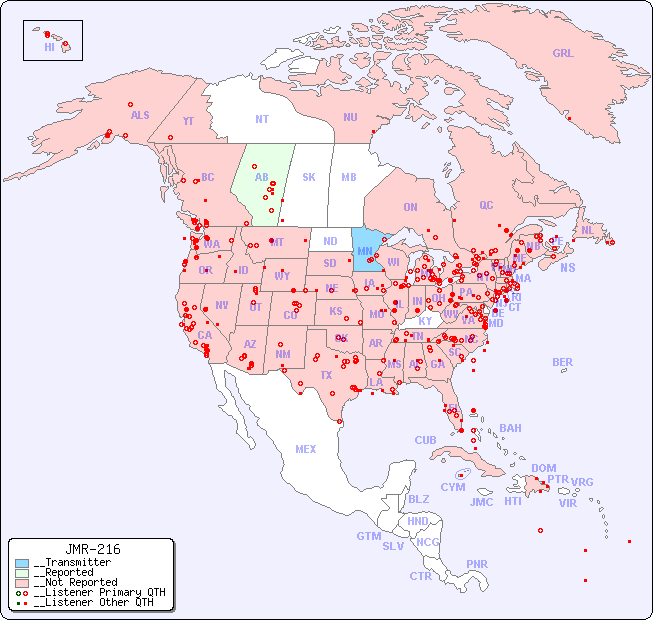 __North American Reception Map for JMR-216