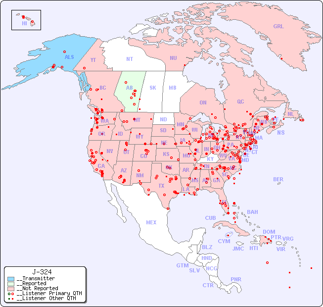 __North American Reception Map for J-324