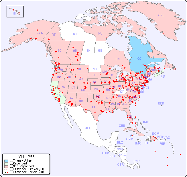 __North American Reception Map for YLU-295