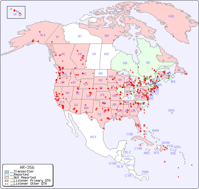 __North American Reception Map for AR-356