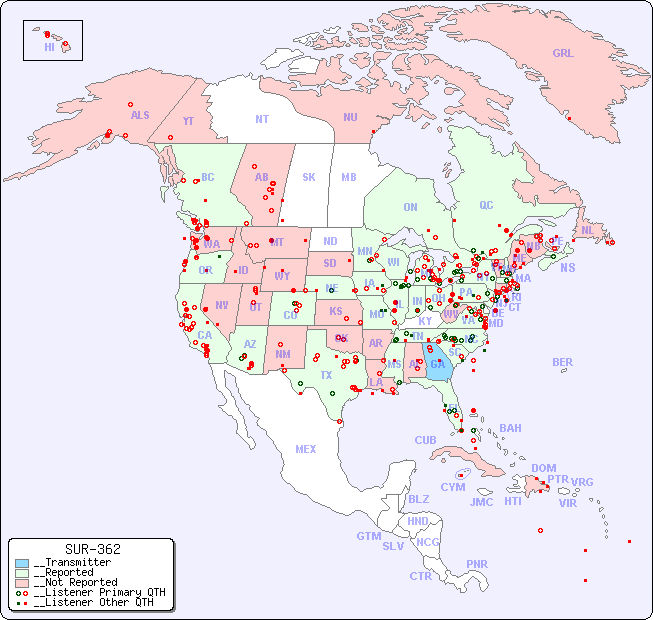 __North American Reception Map for SUR-362