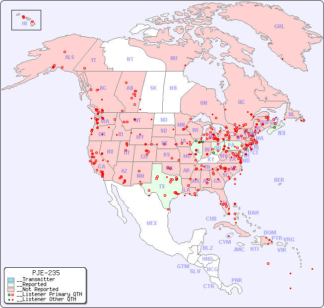 __North American Reception Map for PJE-235