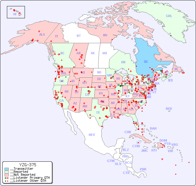 __North American Reception Map for YZG-375