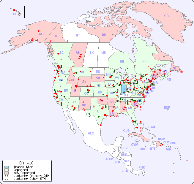 __North American Reception Map for BA-410