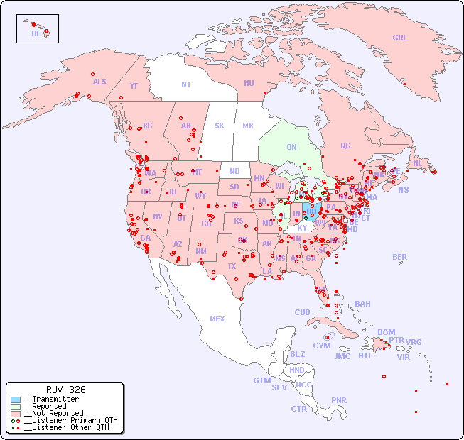__North American Reception Map for RUV-326