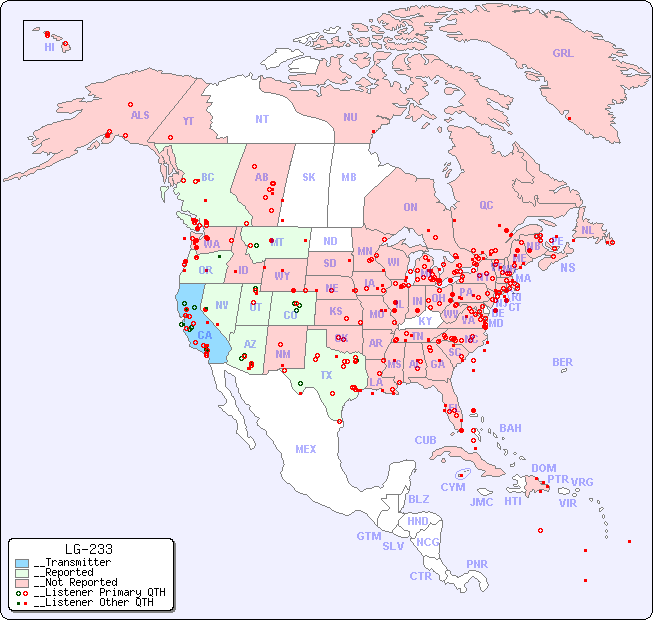 __North American Reception Map for LG-233