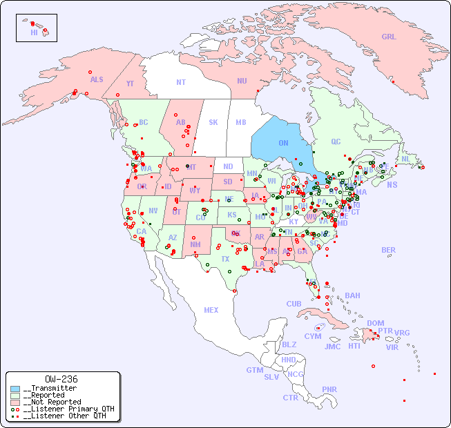 __North American Reception Map for OW-236