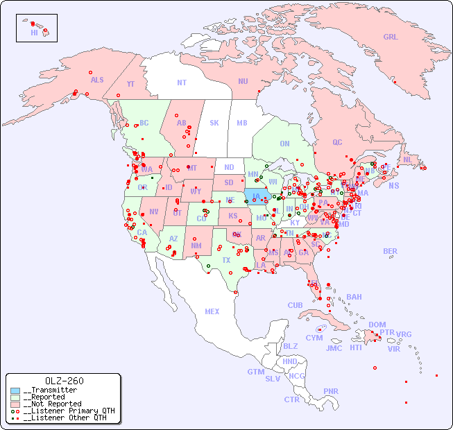 __North American Reception Map for OLZ-260