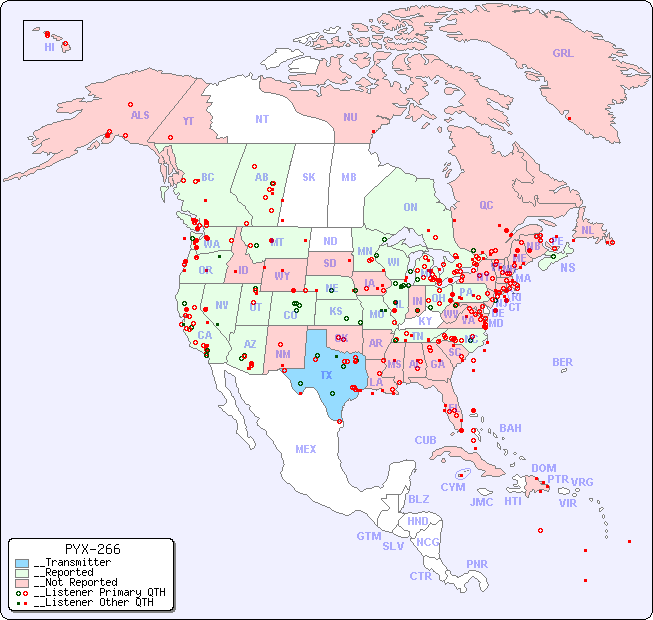 __North American Reception Map for PYX-266