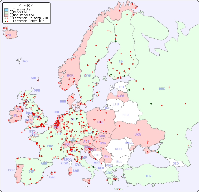 __European Reception Map for YT-302