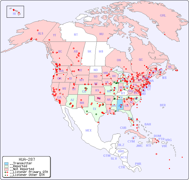 __North American Reception Map for HUA-287