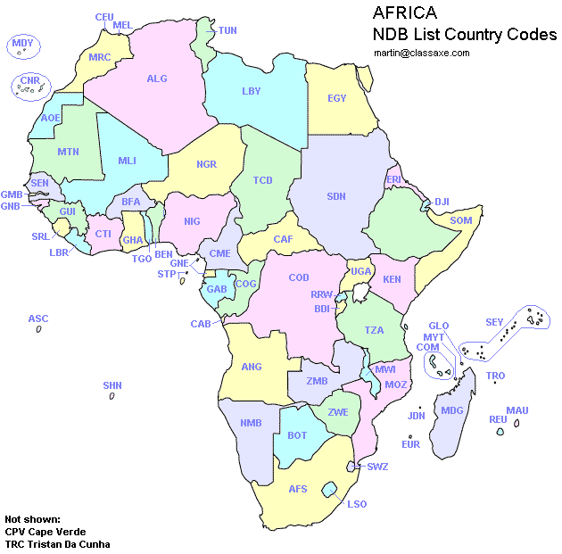 African NDB List approved Country Codes