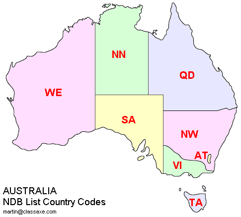 Australian NDB List Country Codes